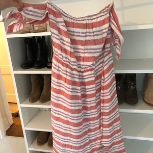 Wrap midi with off the shoulder tie straps